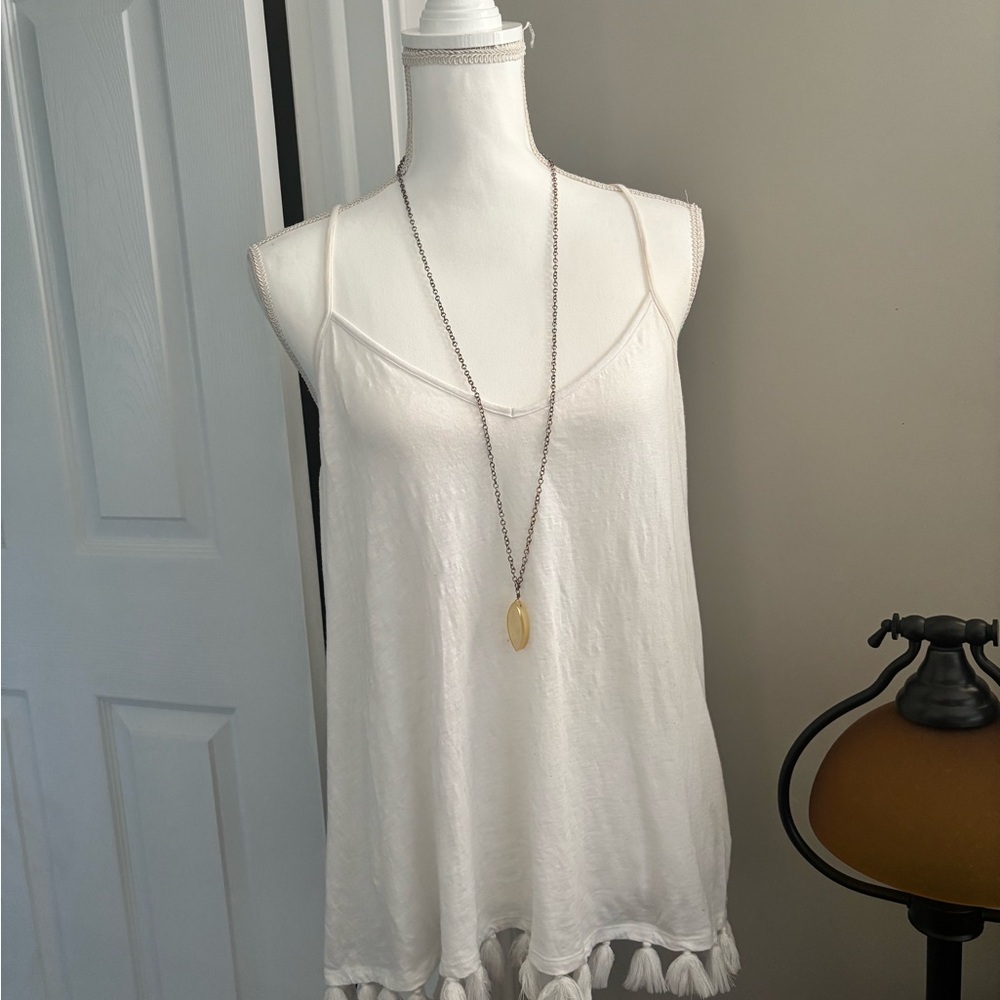 Lilly Pulitzer White Tassel-Hem Camisole